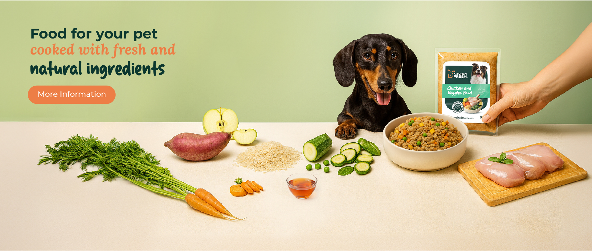 alimento hecho con ingredientes naturales para perros